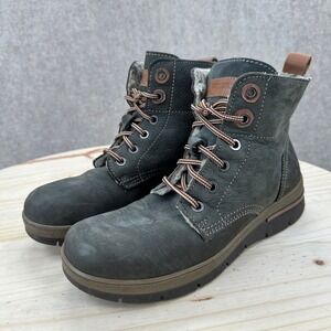 Weinbrenner Lace Up Boots Womens 37 Grey Leather Faux Fur Lined Gorpcore Rugged